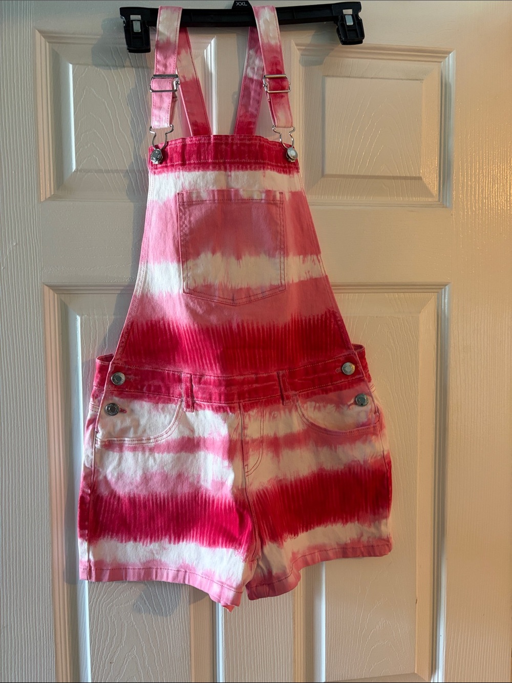 Primark Pink and White Tie-Dye Short Overalls